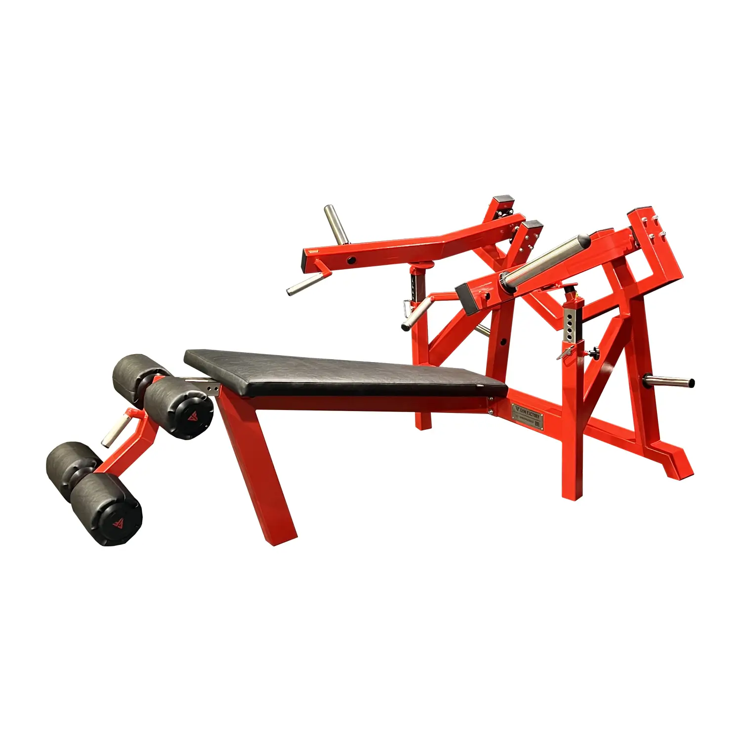 A3X gym machine with a striking yellow frame and brown leather padding is for chest workouts. This gym equipment is designed for upper body strength training and features ergonomic handles, weight plate storage, and adjustable components to ensure a customized and comfortable workout.