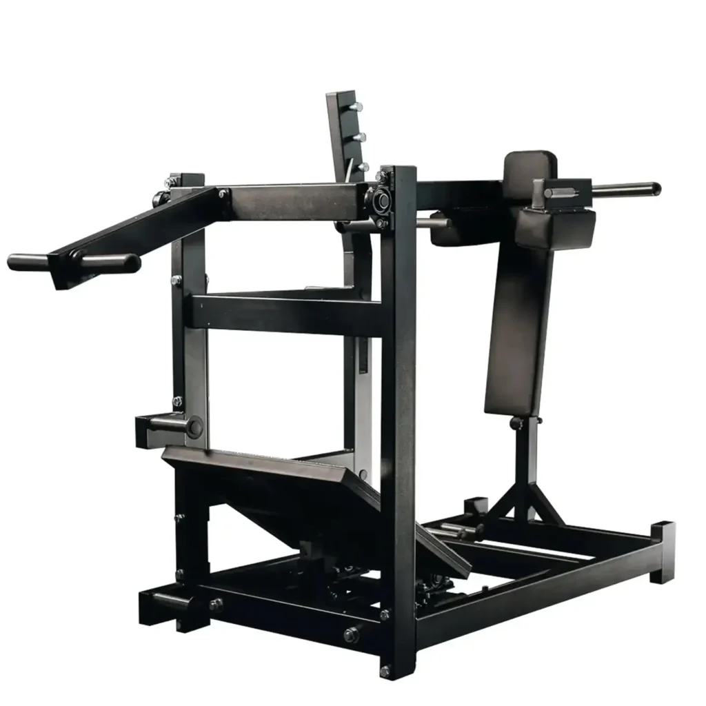 The R3X-2 Gym Machine is a heavy-duty strength training equipment for lower body and core workouts. This machine features a robust steel frame, ergonomic padding, and multiple grip handles that enhance stability and performance for gym enthusiasts