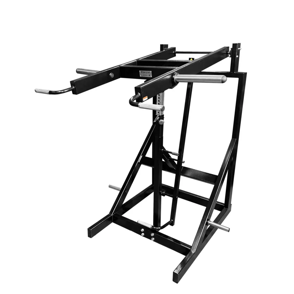 A side view of the P2 Shoulder Press Gym Machine displays its reinforced steel frame, ergonomic design, and sturdy base. The gym machine includes multiple grip positions, allowing users to target different parts of the shoulder muscles. The plate-loaded system ensures adjustable resistance, making this fitness equipment ideal for building upper body strength in commercial and home gyms.