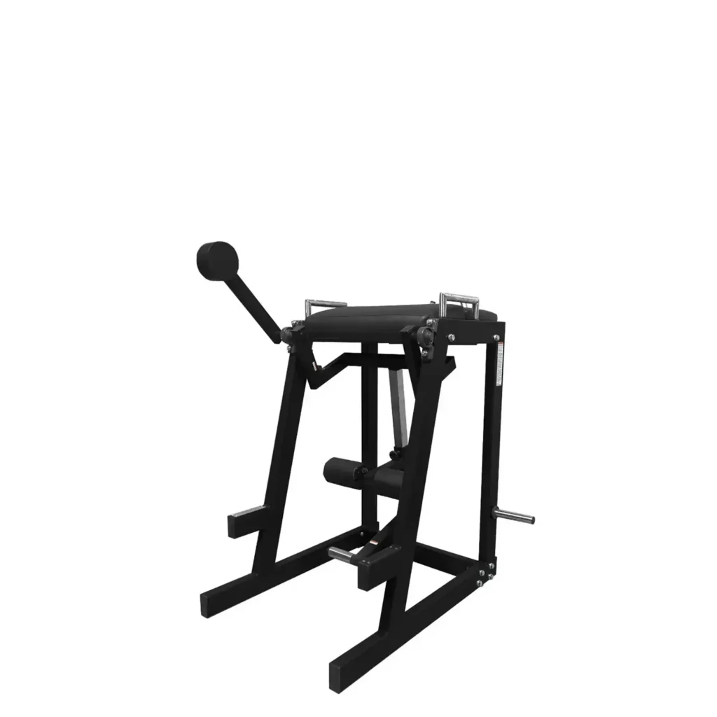 A right-side view of the V1 reverse hyperextension gym machine highlights its reinforced structure and ergonomic padding. The gym machine reduces lower back strain while enhancing strength and flexibility. With adjustable resistance and a durable frame, it is ideal for heavy-duty training in professional gym settings.