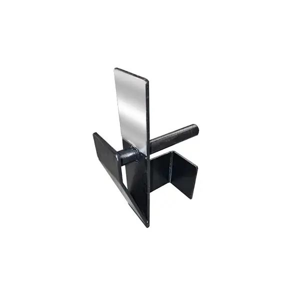 A black barbell support bracket designed for power racks featuring a strong, high-quality steel structure with a durable pin attachment. This essential gym equipment ensures stability and safety for weightlifting and strength training.