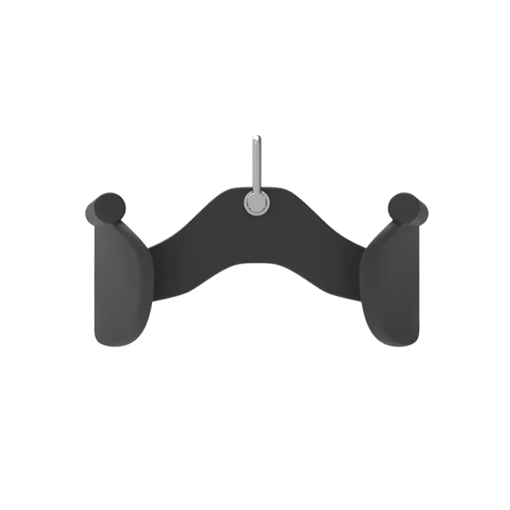 A black piece of equipment for weight training handles attachment with ergonomic grips and a central attachment point. Designed for use with cable machines, this handle allows for various grip positions, targeting different muscle groups in exercises like lat pulldowns and seated rows. The durable steel construction ensures long-lasting performance and stability during workouts.