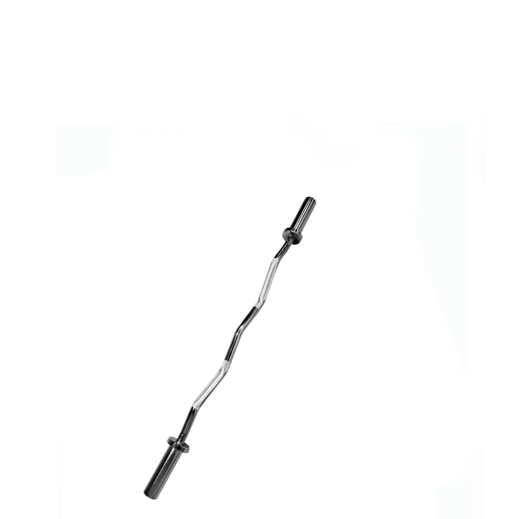 A high-quality steel structure Olympic barbell with a curved EZ shape, designed for weight training and strength exercises. The bar features a knurled grip section for secure handling and smooth rotating sleeves on both ends for easy weight plate loading.