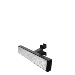 Close-up of a gym equipment leg support attachment made of high-quality steel structure. The attachment features a black frame with a non-slip metal platform, offering stable and comfortable support for lower body exercises like leg curls and extensions.