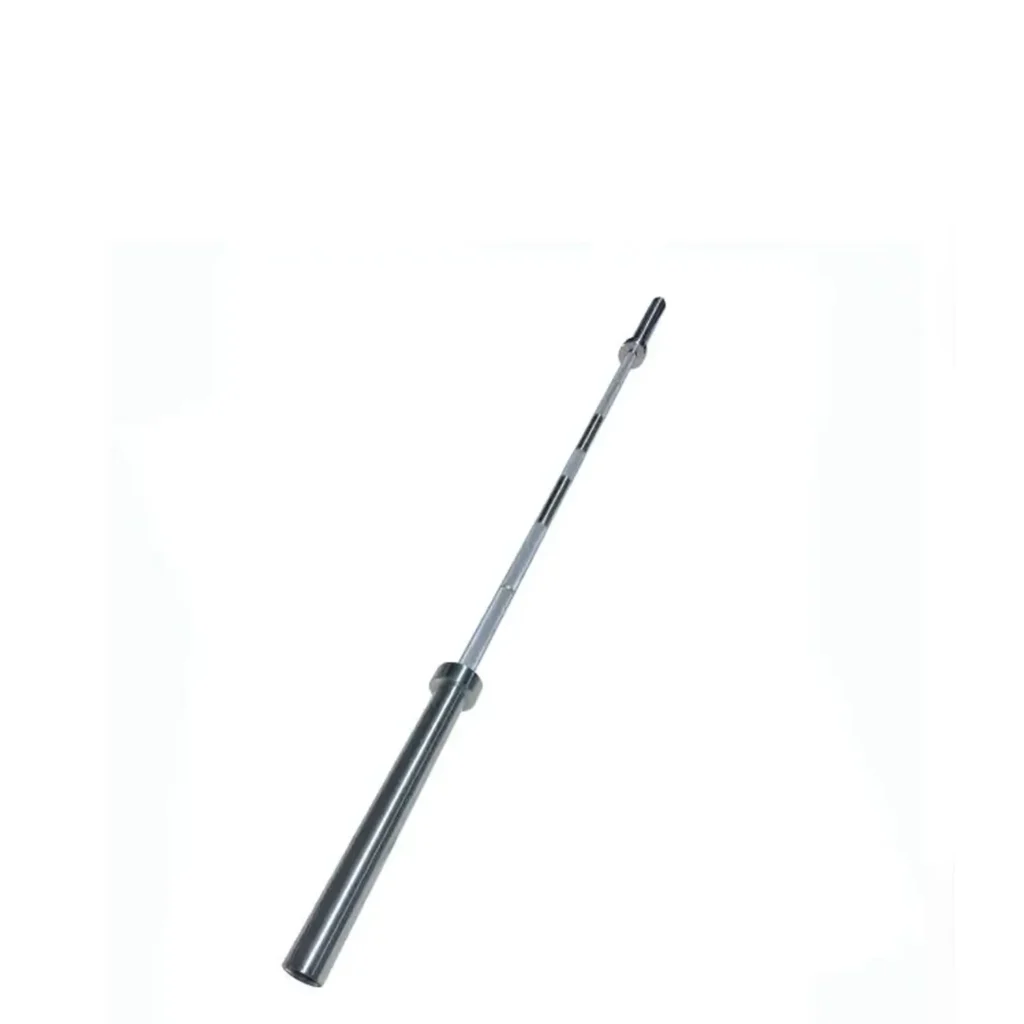 A high-quality steel Olympic barbell designed for equipment for weight training. The durable bar features precision knurling for a secure grip and a smooth rotating sleeve for efficient lifting, making it ideal for strength training exercises.