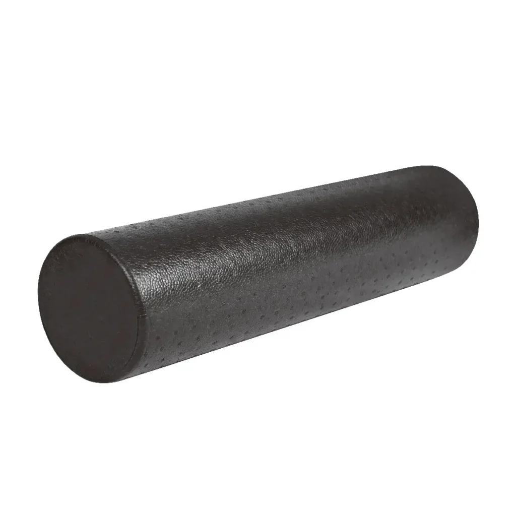 Black TG-12X Foam Roller with a smooth textured surface, used for muscle recovery, mobility, and post-workout relief in strength and bodyweight training.