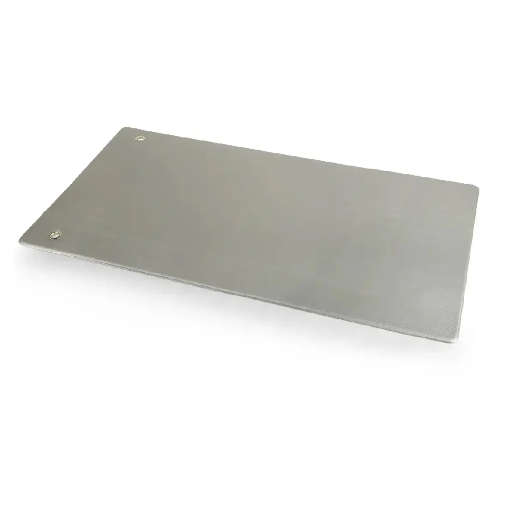 TG-13 Exercise Mat in light grey with eyelets and logo, designed for strength exercises, stretching, and bodyweight training on a stable cushioned surface.