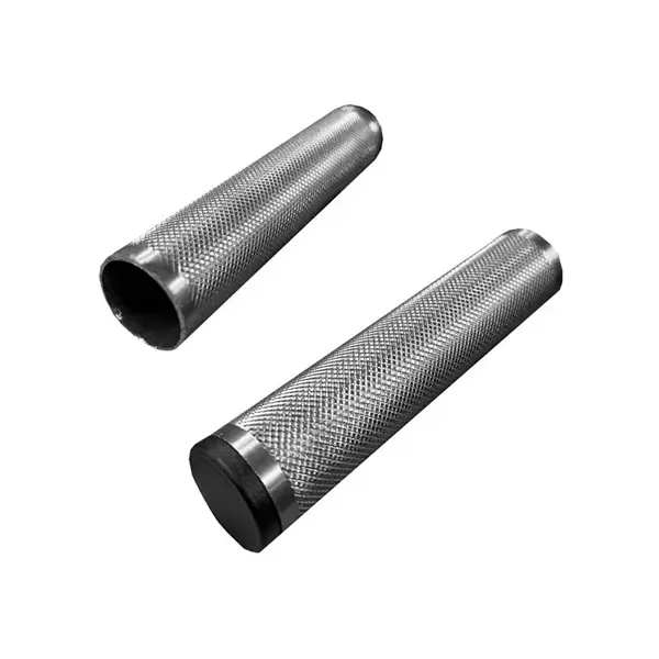A pair of WN-1 Stainless Steel Handles with knurled surface texture and 30 mm diameter, designed for custom gym equipment and strength machines.