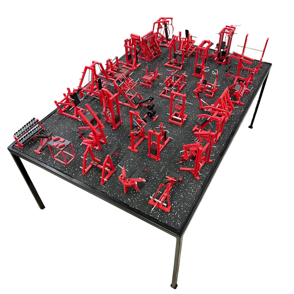 red mini gym equipment standing on table