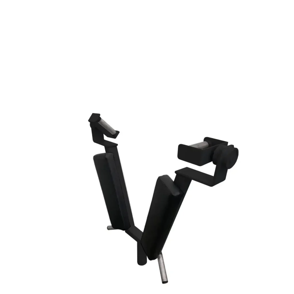 Side view of the Z18 T-Bar Row Attachment featuring steel frame, foam-padded supports, and angled bar handles for back and shoulder muscle training.