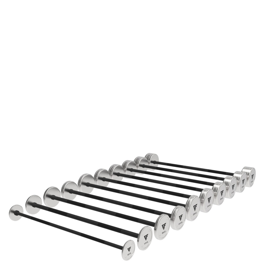 Gym Factory fixed chrome barbells for commercial gym strength training