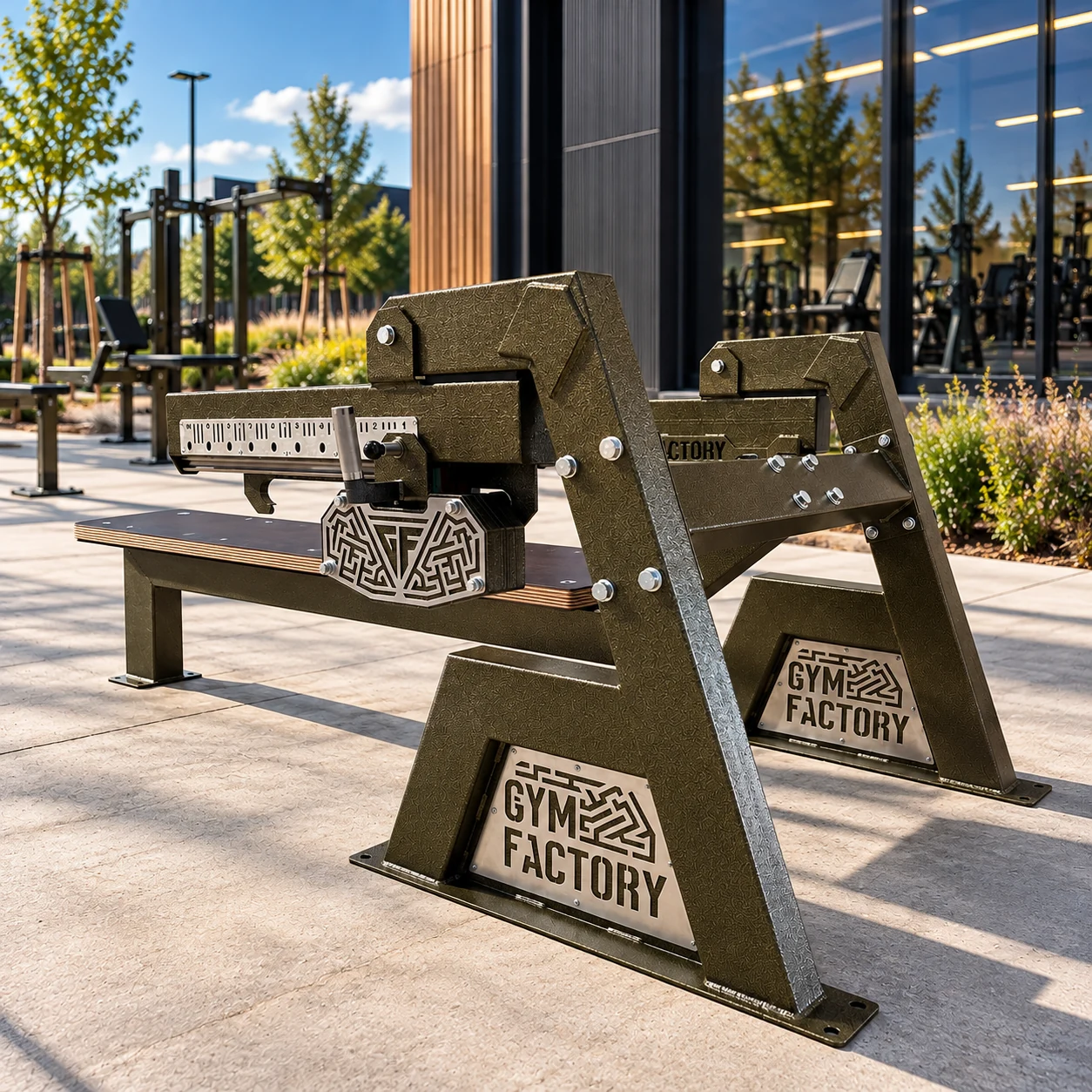 U01 chest press in an outdoor training area