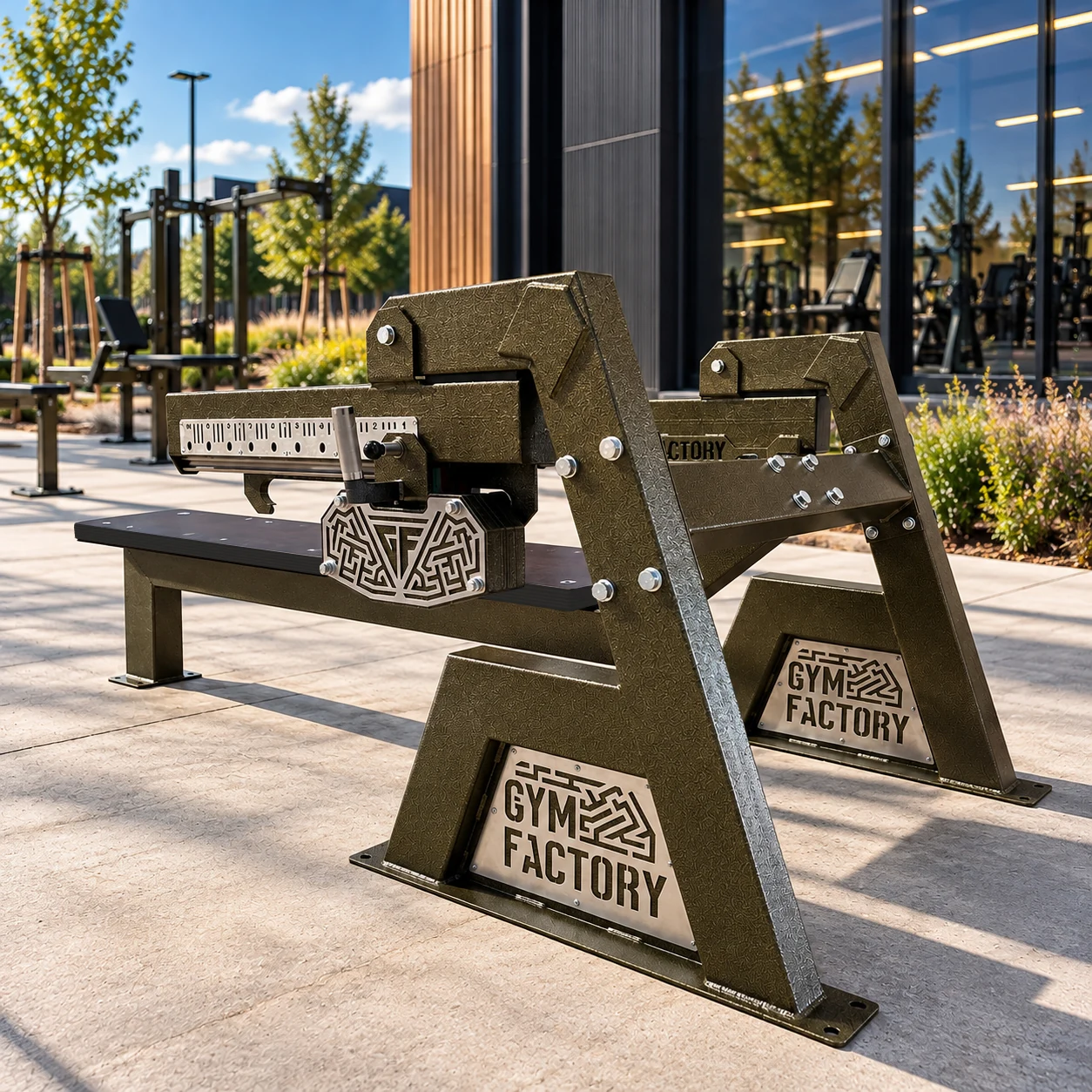 U01 chest press in an outdoor training area